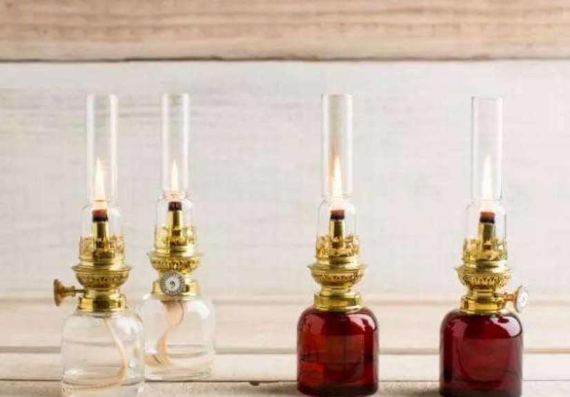 1884 Swedish Glass & Brass Oil Lamp