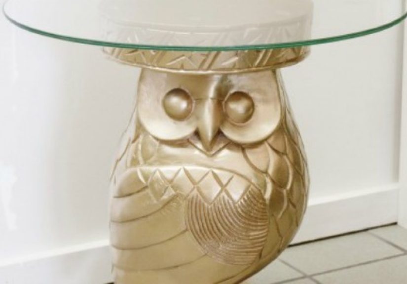 Repurposed Owl Plant Stand Turned Side Table