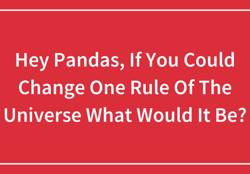 Hey Pandas, If You Could Change One Rule Of The Universe What Would It Be?