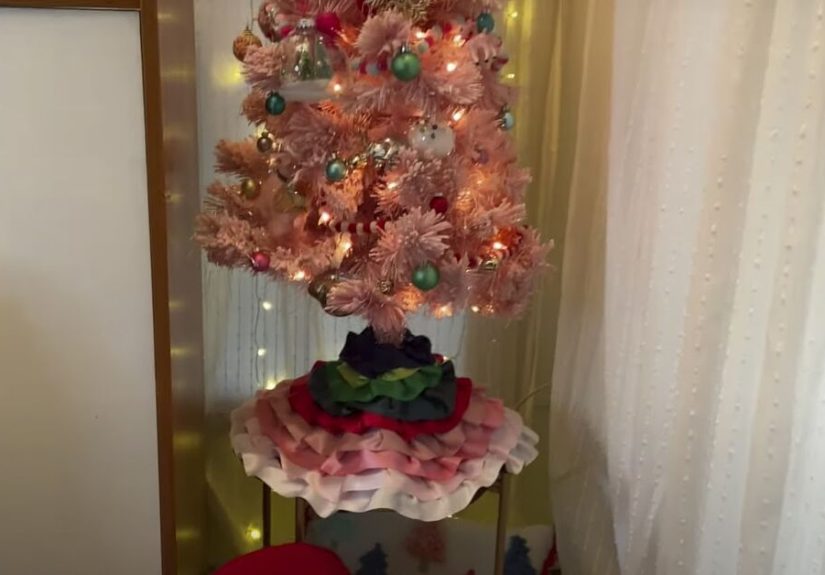 How to DIY a Mini Christmas Tree Skirt; No Sewing Needed