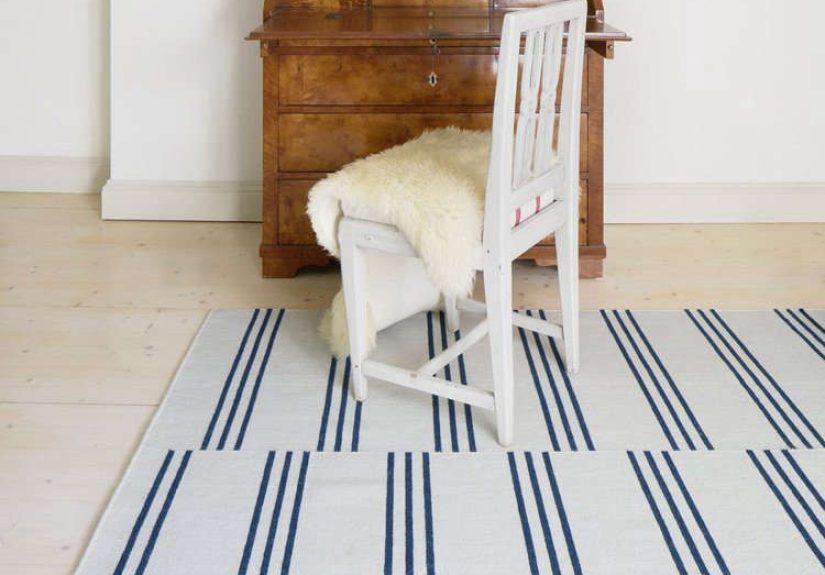 Nordic Knots Stripes Ice & Blue Rug