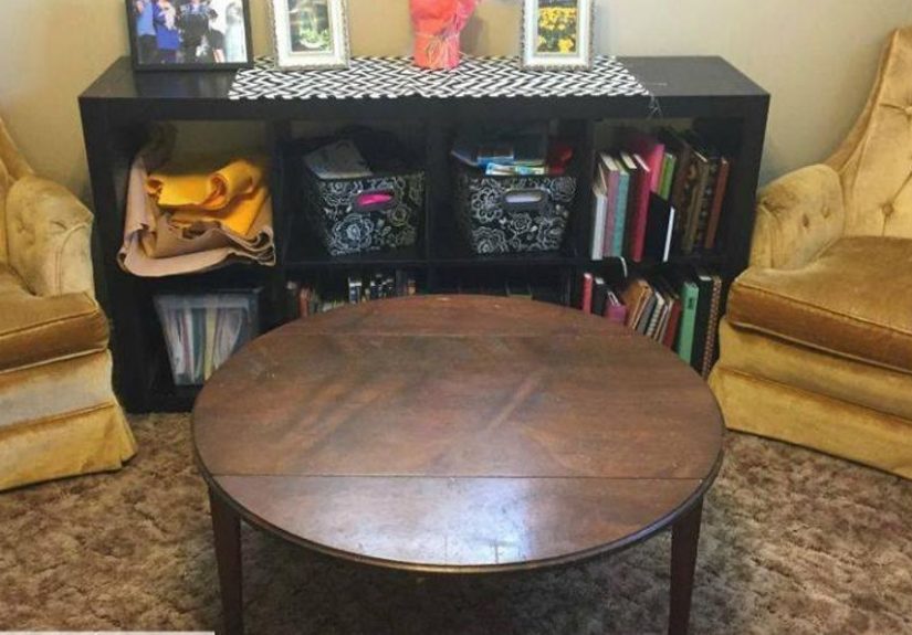 Coffee Table ReVamp Using Wrapping Paper and Mod Podge