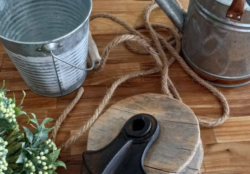 How to Make a Cute Farmhouse Pulley & Hanging Bucket Planter