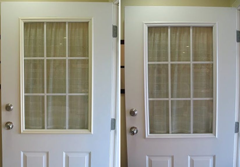 Spray Painted Window Trim On Exterior Door