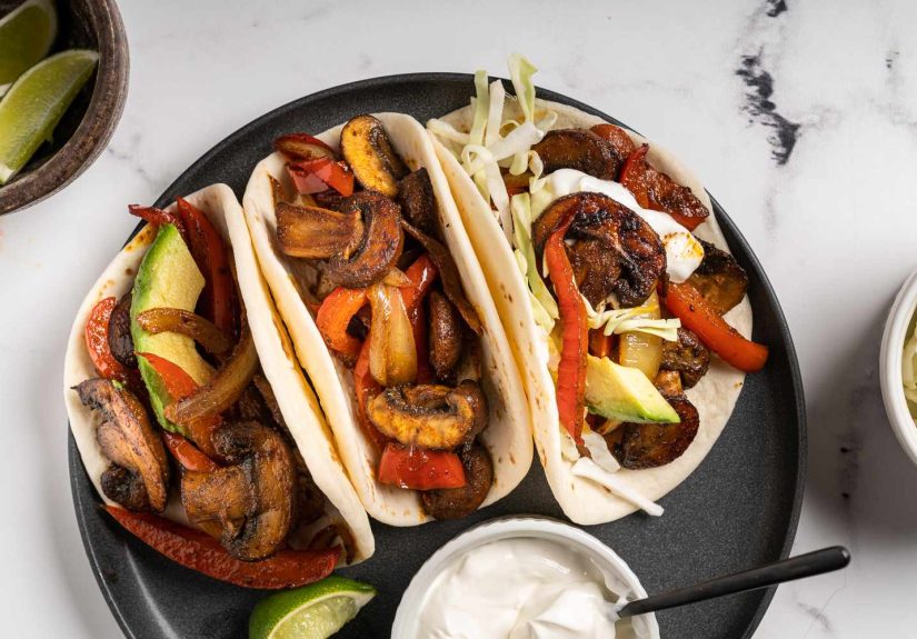 Vegan Tacos With Mushrooms and Bell Peppers Recipe
