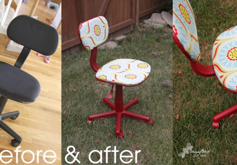 Basic Office Chair Reupholstered For Craft Room