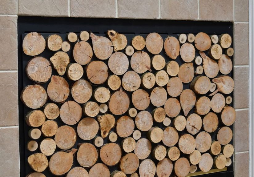 Faux Stacked Log Fireplace Screen