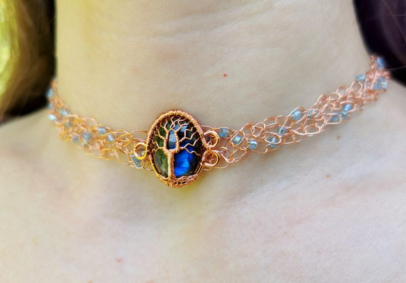 I Crocheted With Copper Wire To Make This Necklace.