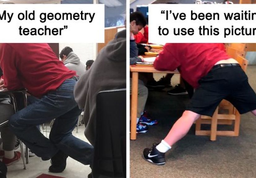 Students Are Sharing Pics Of Teachers Leaning Over And Sitting In The Weirdest Positions In Class (26 Tweets)