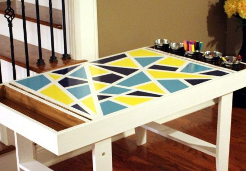 Geometeric Kids Art Table - September Fab Furniture Flippin' Contest