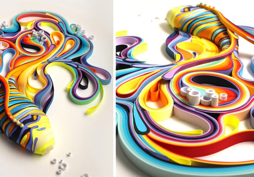Mesmerizing Paper Art Made From Strips Of Colored Paper by Yulia Brodskaya